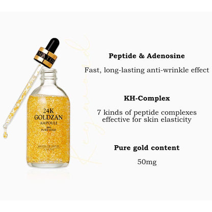 24K Goldzan Facial Serum Ampoule Pure Gold 99.9% Maison De Nature 100 ml Made in Korea.