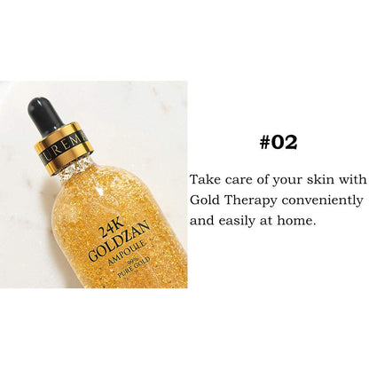 24K Goldzan Facial Serum Ampoule Pure Gold 99.9% Maison De Nature 100 ml Made in Korea.
