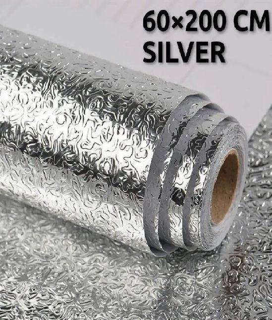 60 x 200 CM Foil Sheet Silver Aluminium Foil Sheet Kitchen Waterproof Self-Adhesive